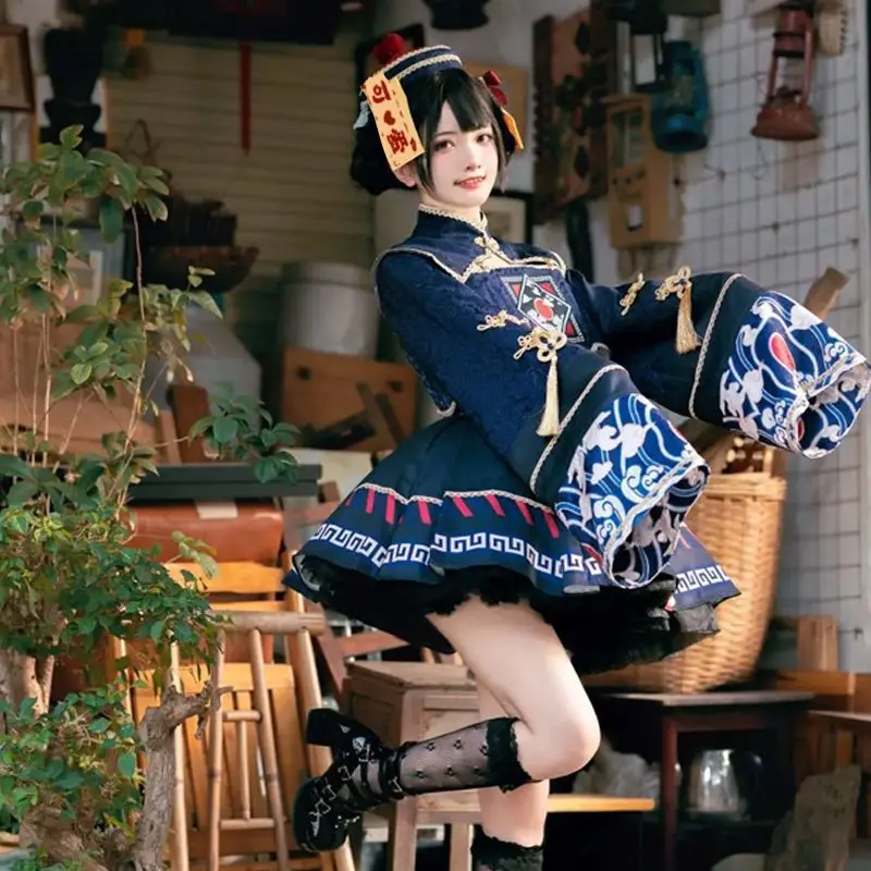 Anime Cosplay Ladies - ロリータ中国風の甘いドレスかわいいアニメゾンビガールコスプレ漫画中国吸血鬼女性服ハロウィンパーティーウエディングセット